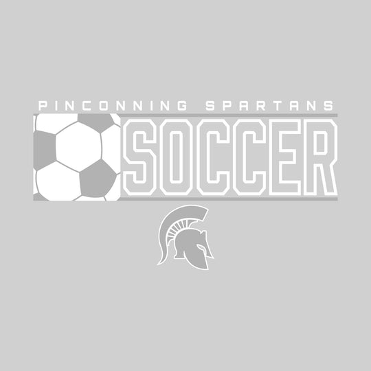 Pinconning Spartans - Soccer - School Name with Squared Soccer Ball &amp; Mascot