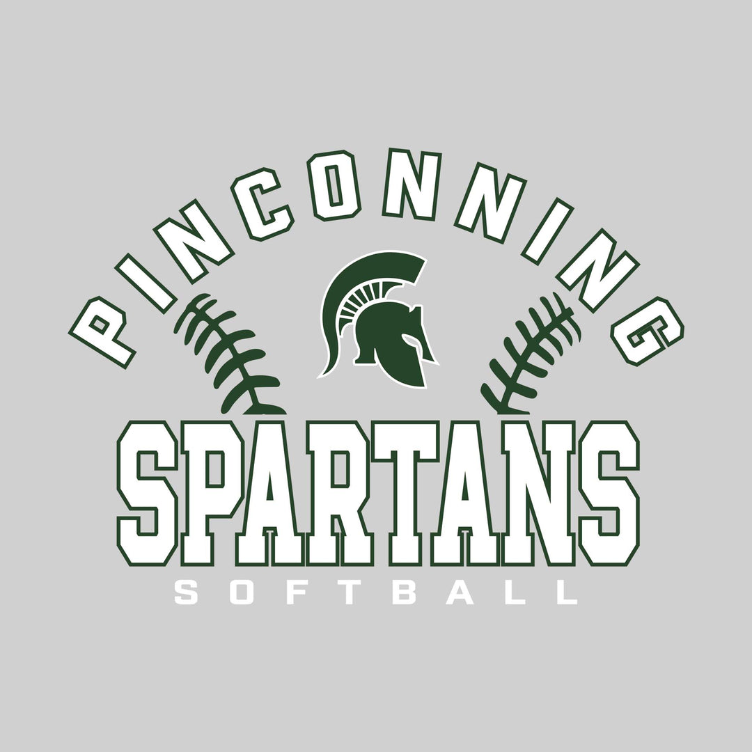 Pinconning Spartans - Softball - Arched School Name with Softball Stit ...