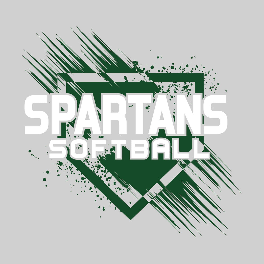 Pinconning Spartans - Softball - Home Plate with Brush Strokes