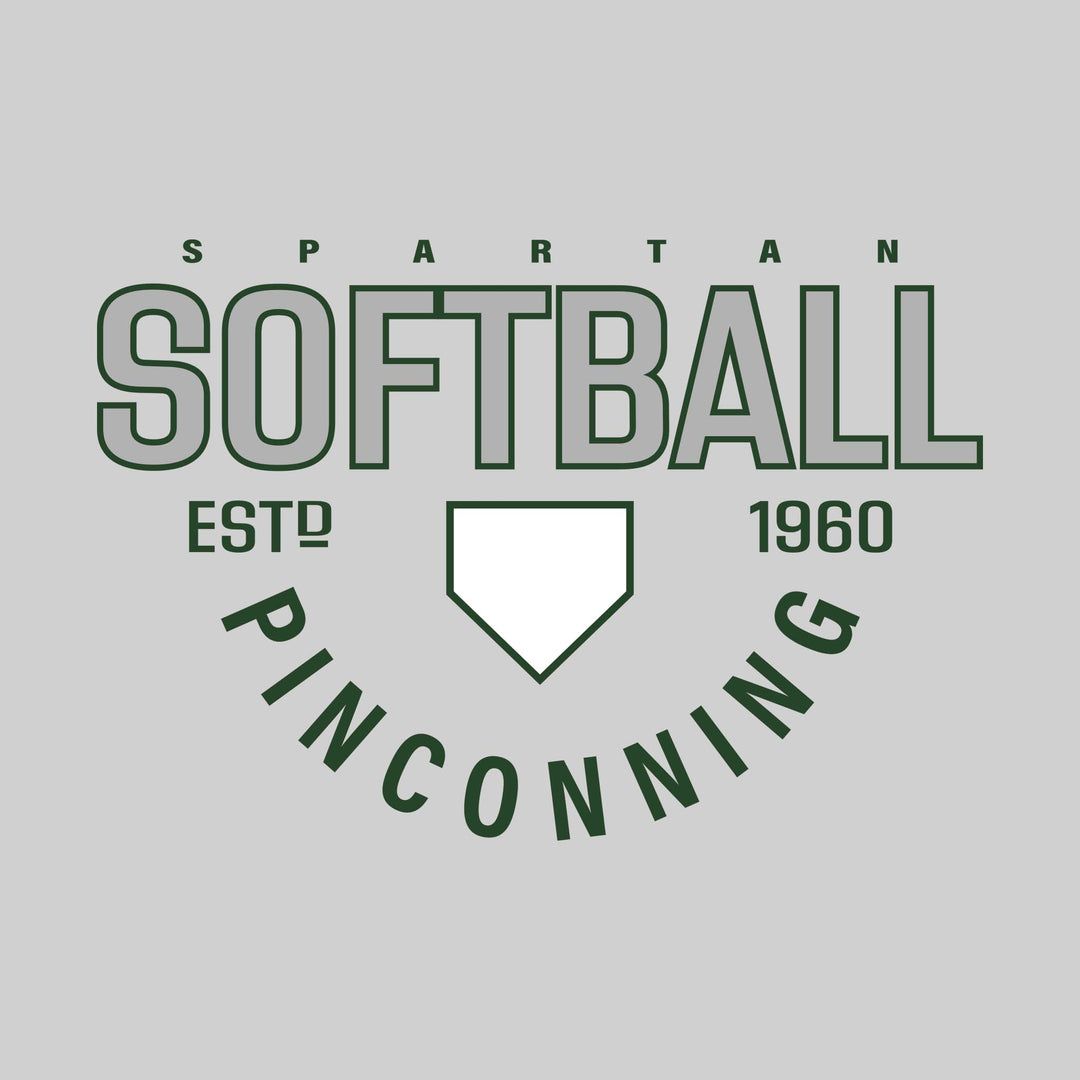 Pinconning Spartans - Softball - Softball with Established Year and Arched School Name
