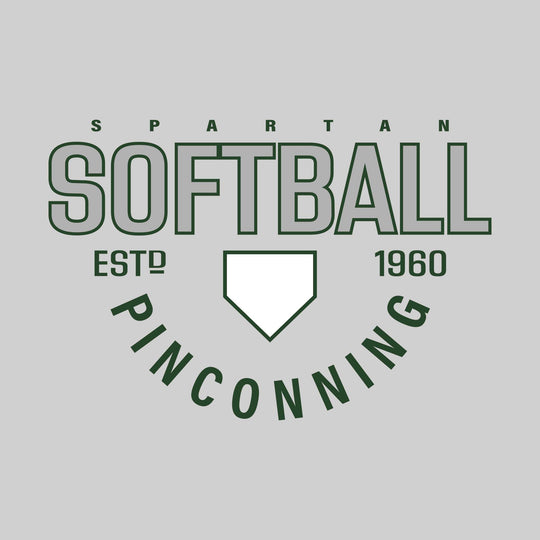 Pinconning Spartans - Softball - Softball with Established Year and Arched School Name