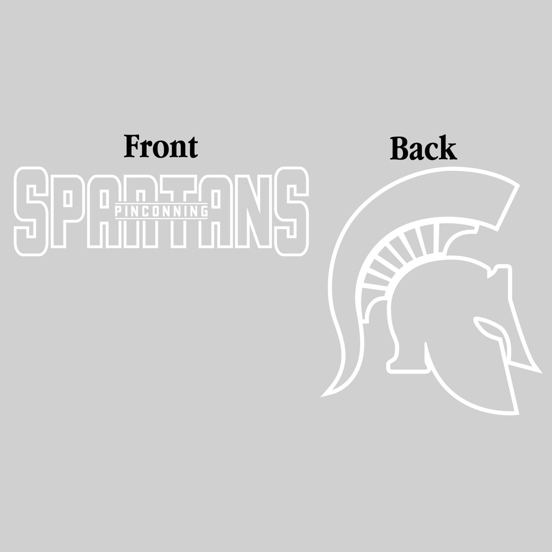 Pinconning Spartans - Spirit Wear - Black & White - Mascot Name with Back Mascot