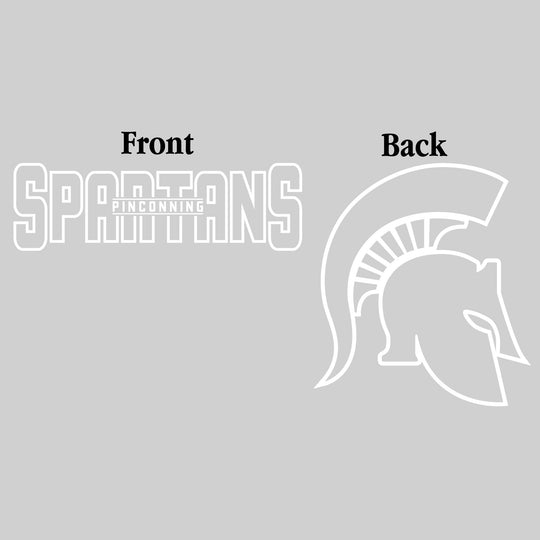 Pinconning Spartans - Spirit Wear - Black & White - Mascot Name with Back Mascot