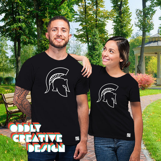 Pinconning Spartans - Spirit Wear - Black & White - Spartan Helmet