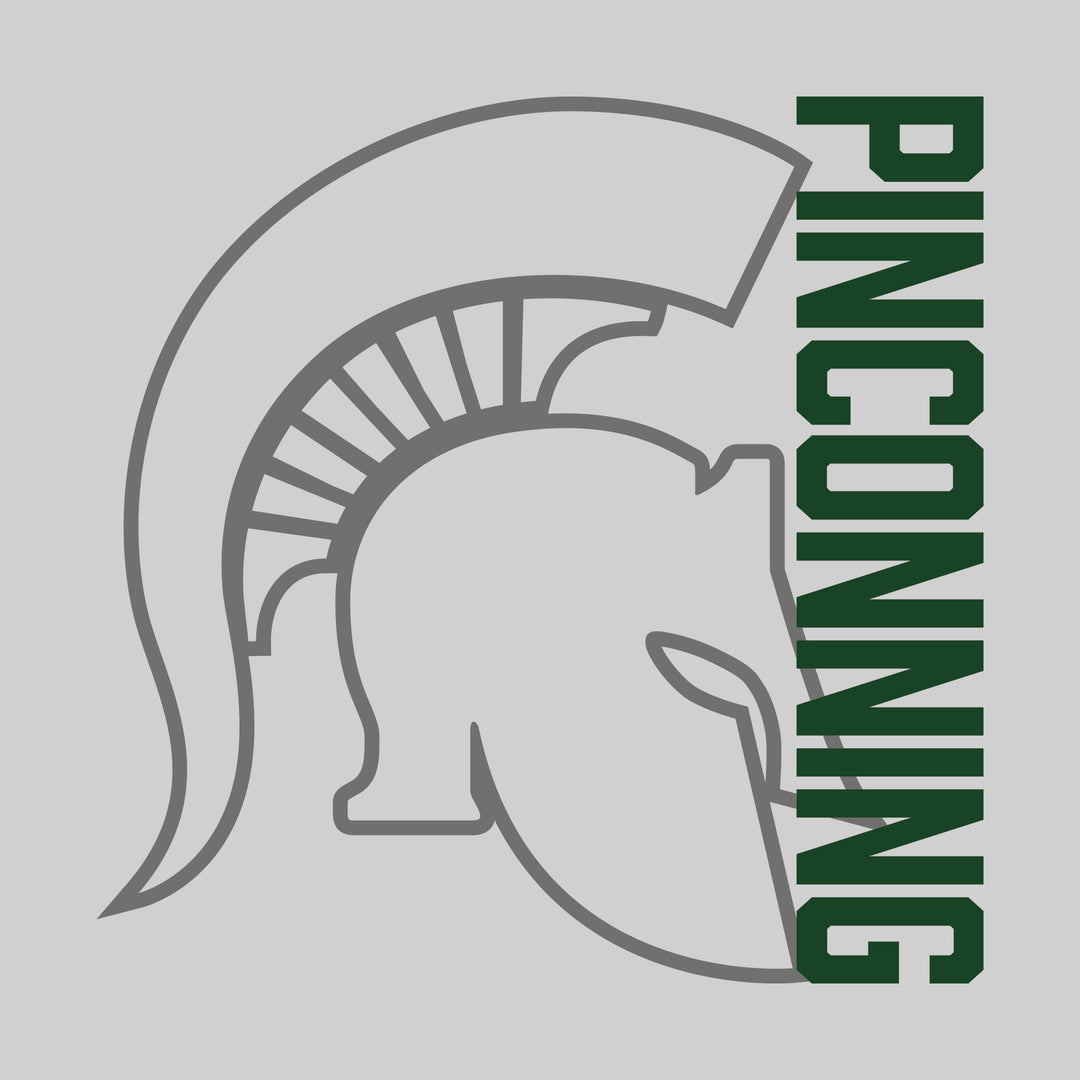 Pinconning Spartans - Spirit Wear - Gray Mascot with Vertical School Name