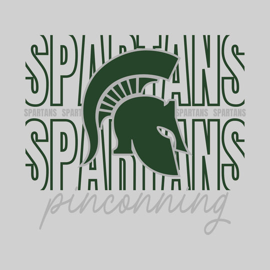 Pinconning Spartans - Spirit Wear - Outlined Spartans with Cursive School Name