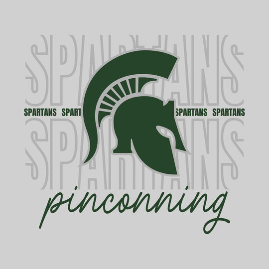 Pinconning Spartans - Spirit Wear - Outlined Spartans with Cursive School Name