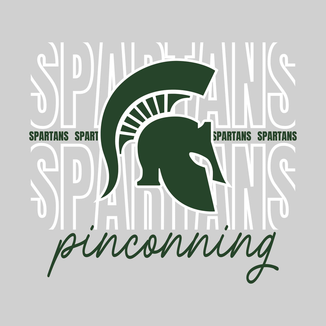 Pinconning Spartans - Spirit Wear - Outlined Spartans with Cursive School Name