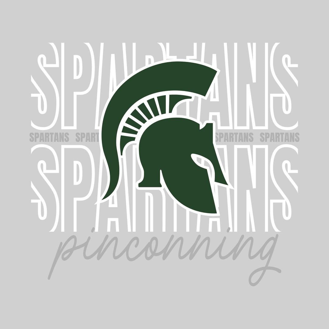 Pinconning Spartans - Spirit Wear - Outlined Spartans with Cursive School Name