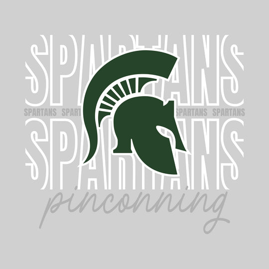 Pinconning Spartans - Spirit Wear - Outlined Spartans with Cursive School Name