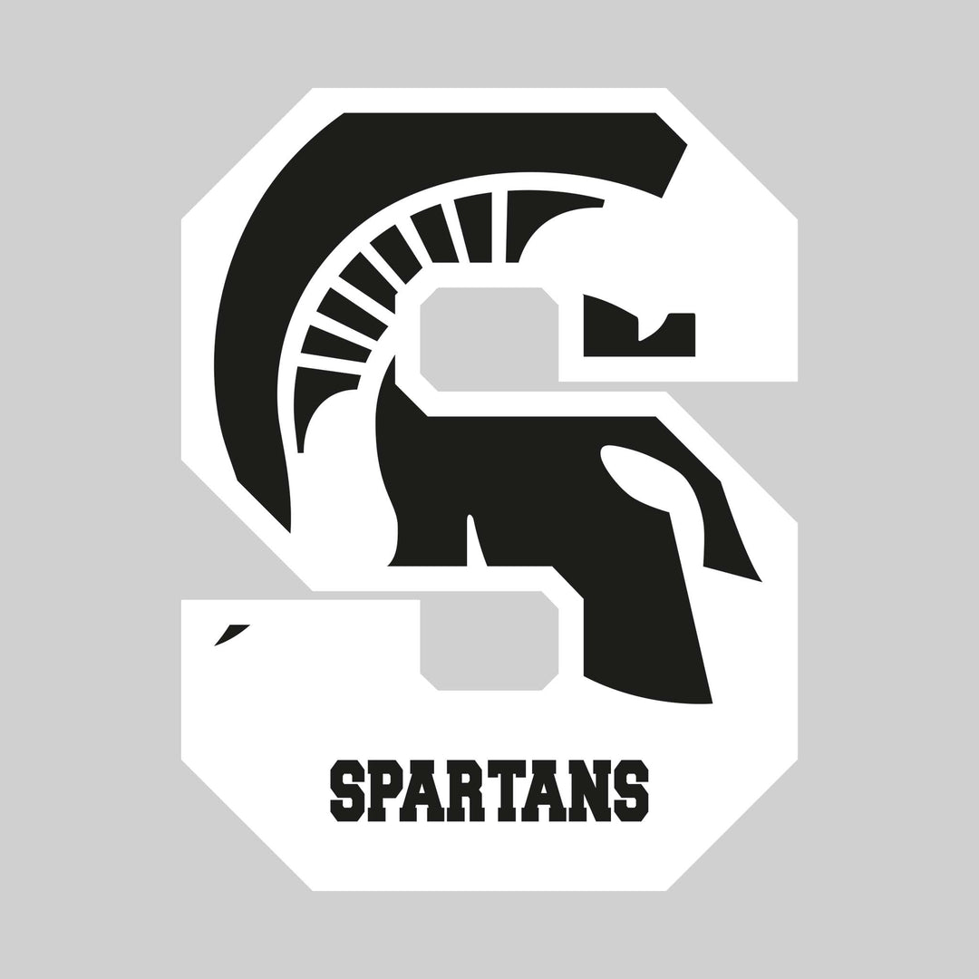 Pinconning Spartans - Spirit Wear - Oversized Letter with Mascot Inset