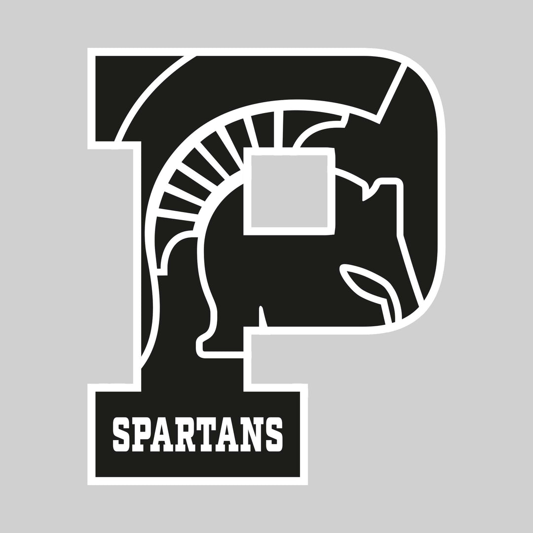 Pinconning Spartans - Spirit Wear - P with Inset Mascot and Mascot Name