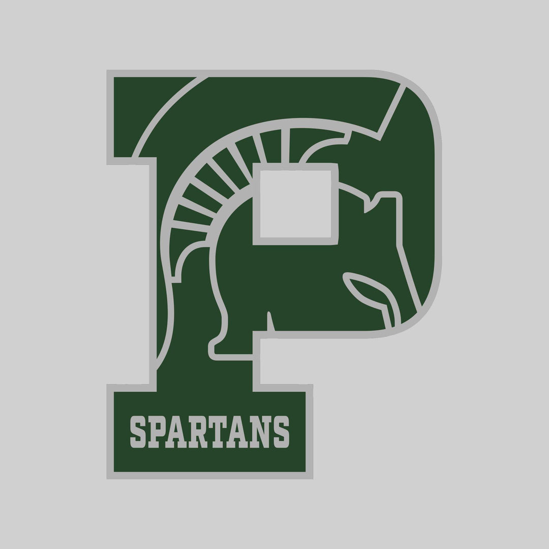 Pinconning Spartans - Spirit Wear - P with Inset Mascot and Mascot Name