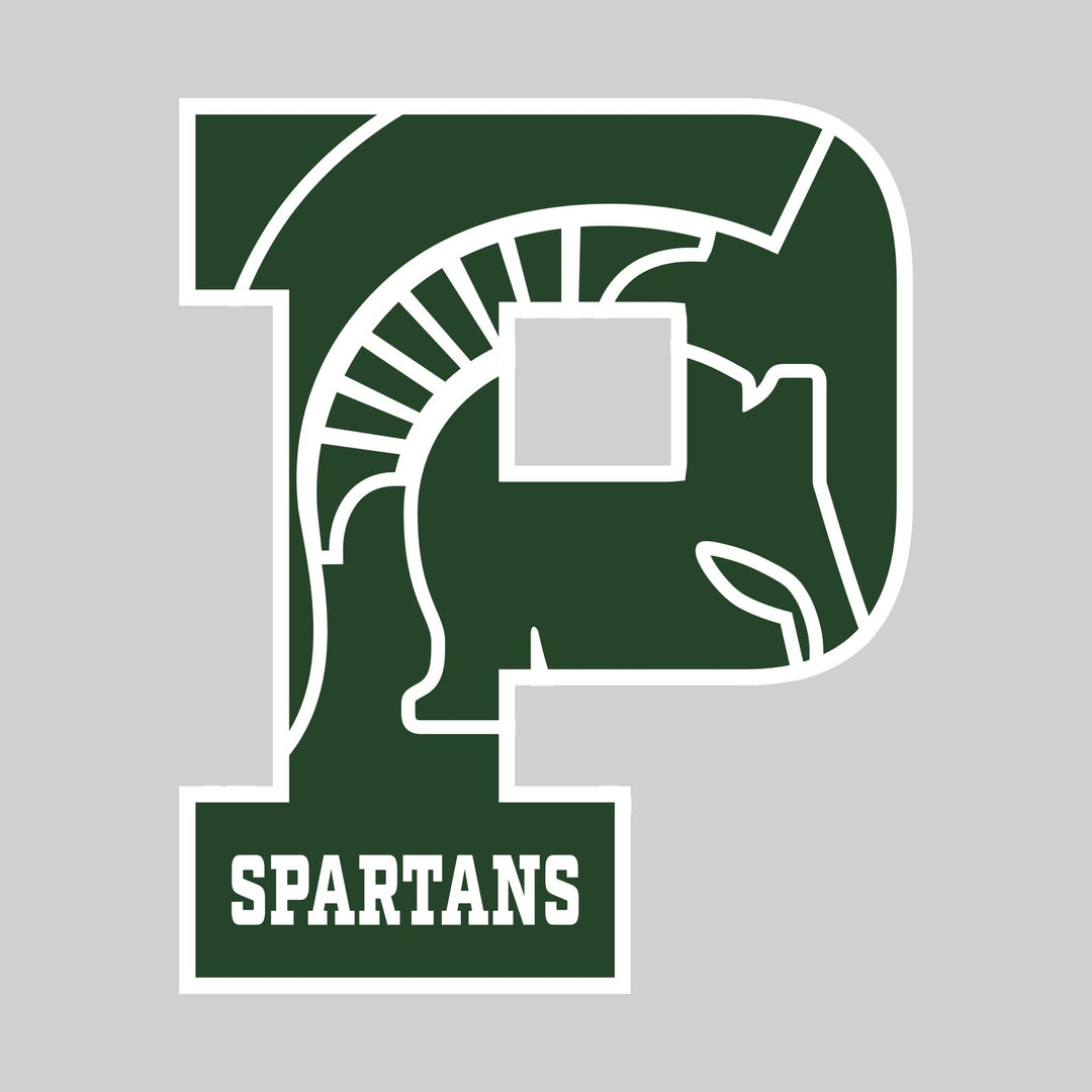 Pinconning Spartans - Spirit Wear - P with Inset Mascot and Mascot Name