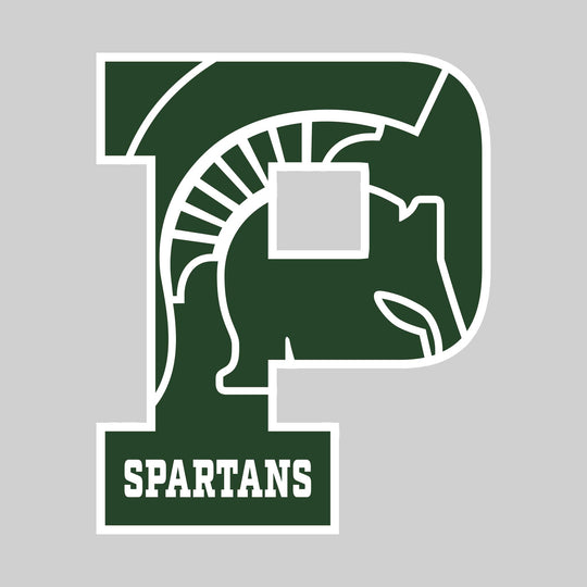 Pinconning Spartans - Spirit Wear - P with Inset Mascot and Mascot Name