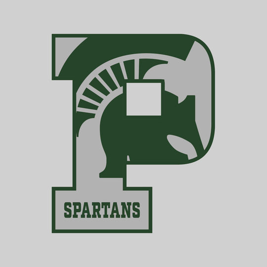 Pinconning Spartans - Spirit Wear - P with Inset Mascot and Mascot Name