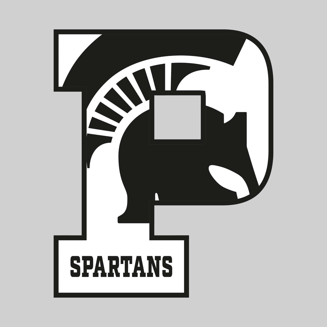 Pinconning Spartans - Spirit Wear - P with Inset Mascot and Mascot Name