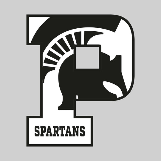 Pinconning Spartans - Spirit Wear - P with Inset Mascot and Mascot Name