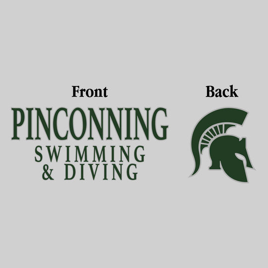 Pinconning Spartans - Swimming & Diving - Pinconning Swimming & Diving - Outlined Text Mascot on Back