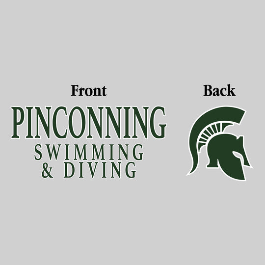 Pinconning Spartans - Swimming & Diving - Pinconning Swimming & Diving - Outlined Text Mascot on Back