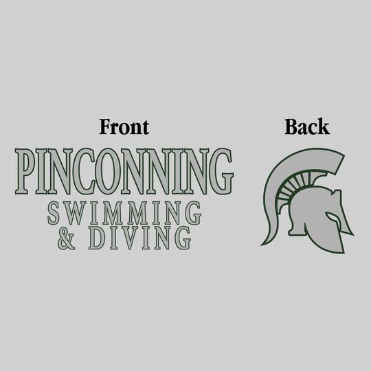 Pinconning Spartans - Swimming & Diving - Pinconning Swimming & Diving - Outlined Text Mascot on Back