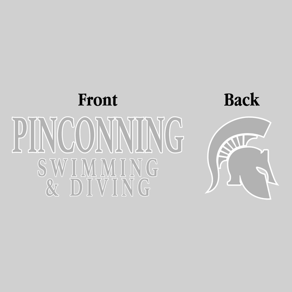 Pinconning Spartans - Swimming & Diving - Pinconning Swimming & Diving - Outlined Text Mascot on Back