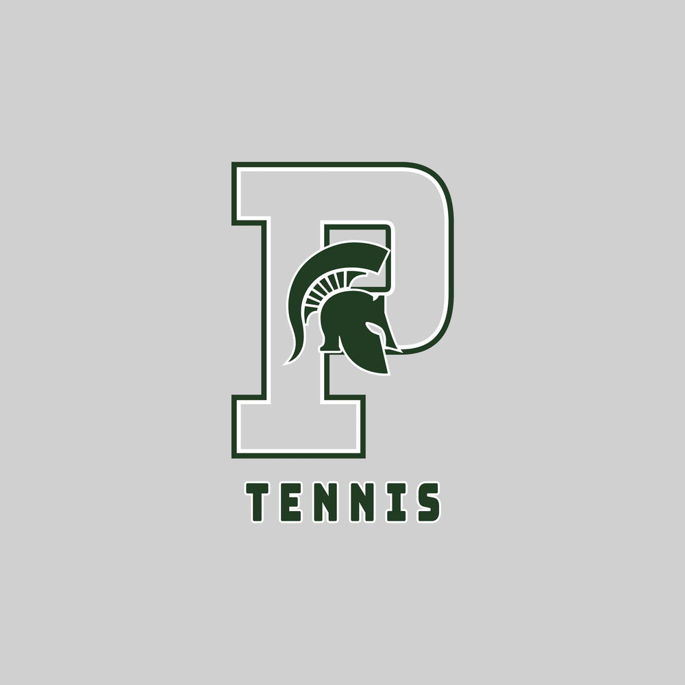Pinconning Spartans - Tennis - Outlined Letters Over Tennis