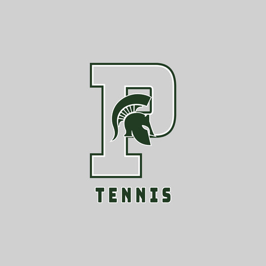 Pinconning Spartans - Tennis - Outlined Letters Over Tennis