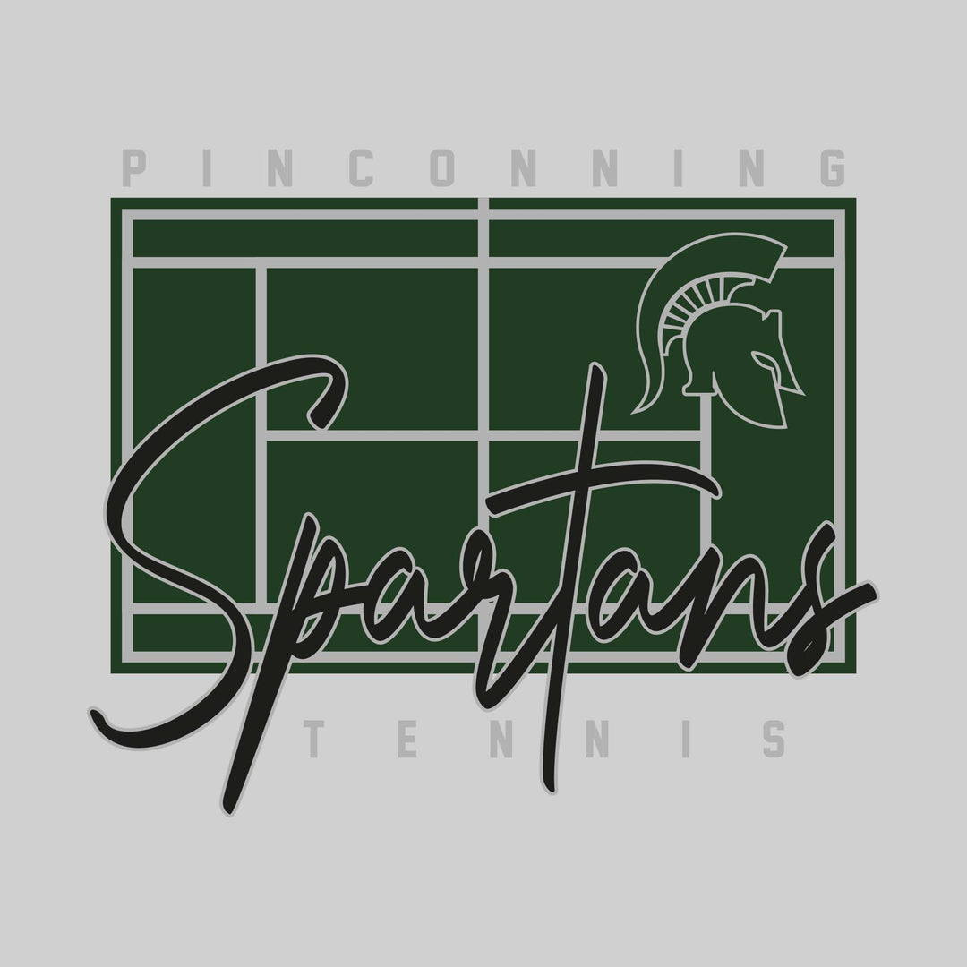 Pinconning Spartans - Tennis - Tennis Court with School Name and Mascot