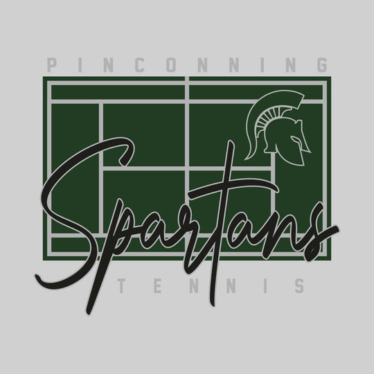 Pinconning Spartans - Tennis - Tennis Court with School Name and Mascot