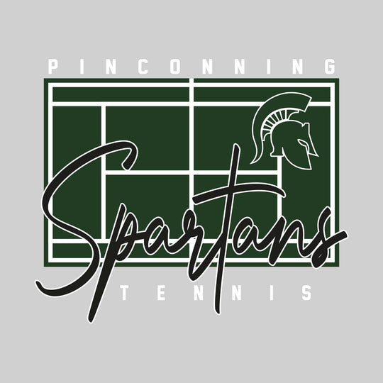 Pinconning Spartans - Tennis - Tennis Court with School Name and Mascot
