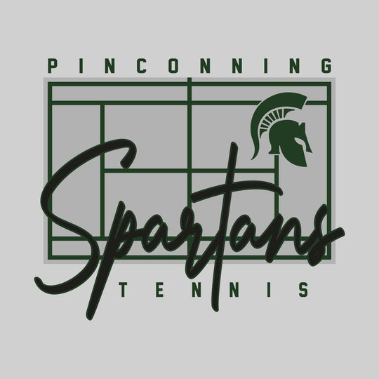 Pinconning Spartans - Tennis - Tennis Court with School Name and Mascot