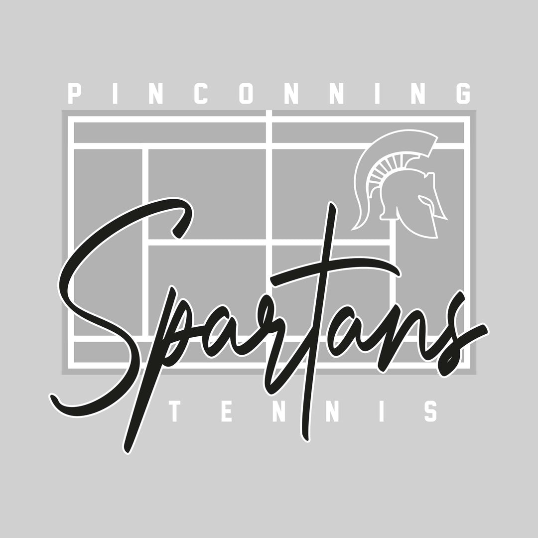 Pinconning Spartans - Tennis - Tennis Court with School Name and Mascot