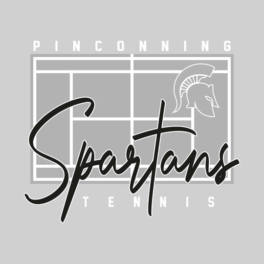 Pinconning Spartans - Tennis - Tennis Court with School Name and Mascot