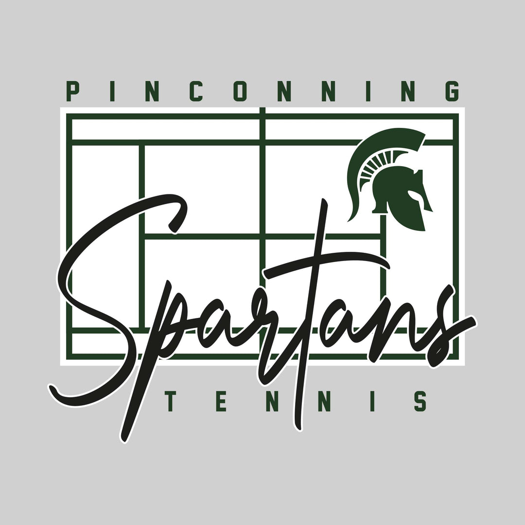 Pinconning Spartans - Tennis - Tennis Court with School Name and Mascot