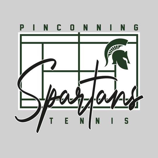 Pinconning Spartans - Tennis - Tennis Court with School Name and Mascot