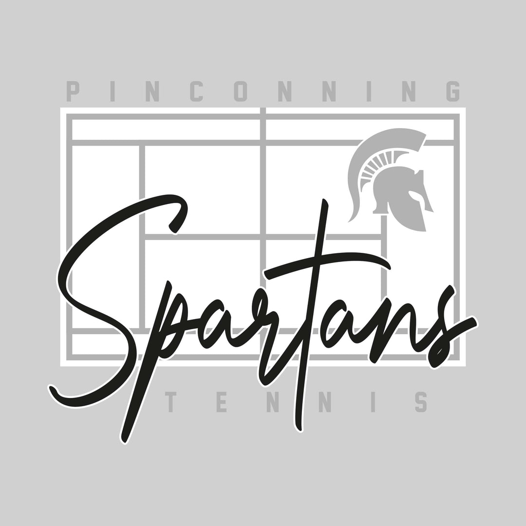Pinconning Spartans - Tennis - Tennis Court with School Name and Mascot