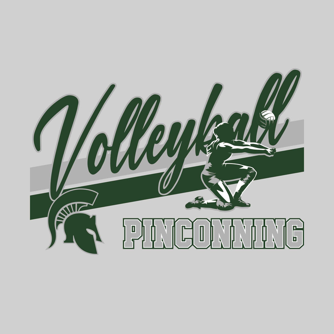 Pinconning Spartans - Volleyball - Angled Double Stripes with Player and Mascot