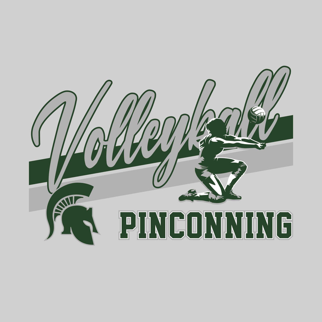 Pinconning Spartans - Volleyball - Angled Double Stripes with Player and Mascot