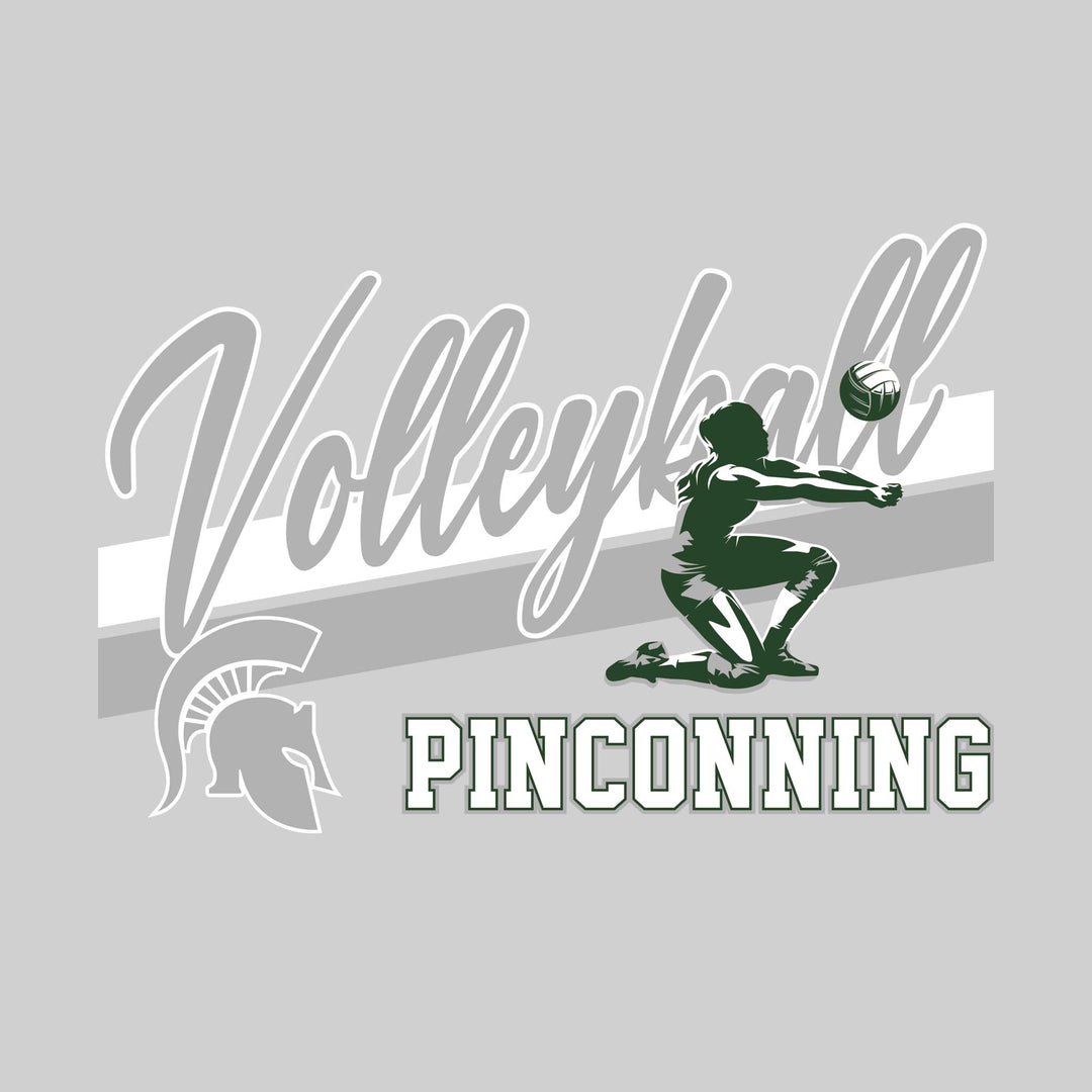 Pinconning Spartans - Volleyball - Angled Double Stripes with Player and Mascot