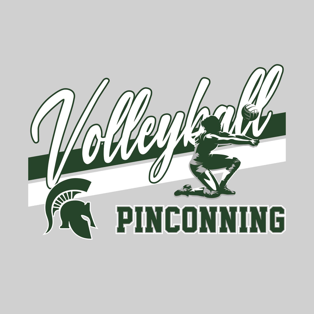 Pinconning Spartans - Volleyball - Angled Double Stripes with Player and Mascot