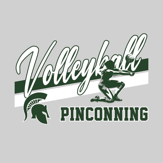 Pinconning Spartans - Volleyball - Angled Double Stripes with Player and Mascot