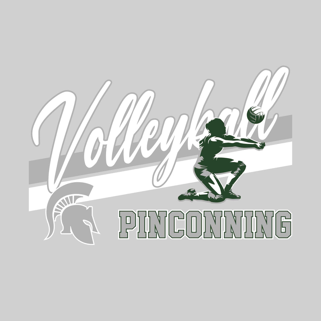 Pinconning Spartans - Volleyball - Angled Double Stripes with Player and Mascot