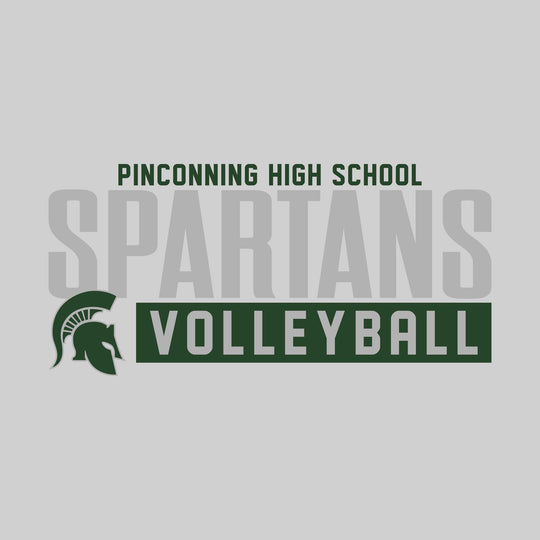 Pinconning Spartans - Volleyball - Large Mascot Name Over Volleyball with Mascot