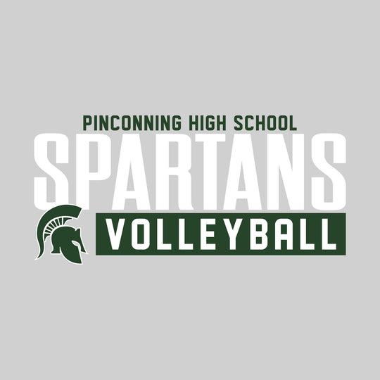 Pinconning Spartans - Volleyball - Large Mascot Name Over Volleyball with Mascot