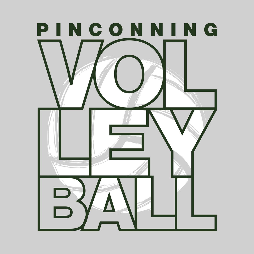 Pinconning Spartans - Volleyball - Stacked Letters with Sketched Volleyball Inset