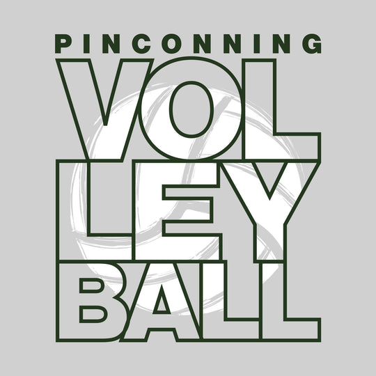 Pinconning Spartans - Volleyball - Stacked Letters with Sketched Volleyball Inset