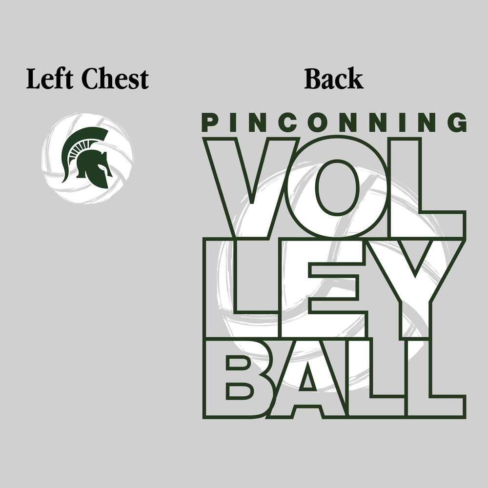 Pinconning Spartans - Volleyball - Stacked Letters with Sketched Volleyball Inset