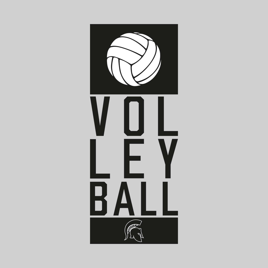 Pinconning Spartans - Volleyball - Stacked Text with Volleyball and Mascot