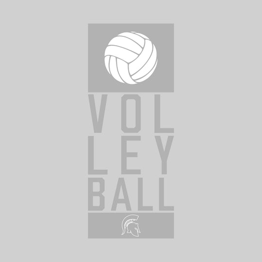 Pinconning Spartans - Volleyball - Stacked Text with Volleyball and Mascot